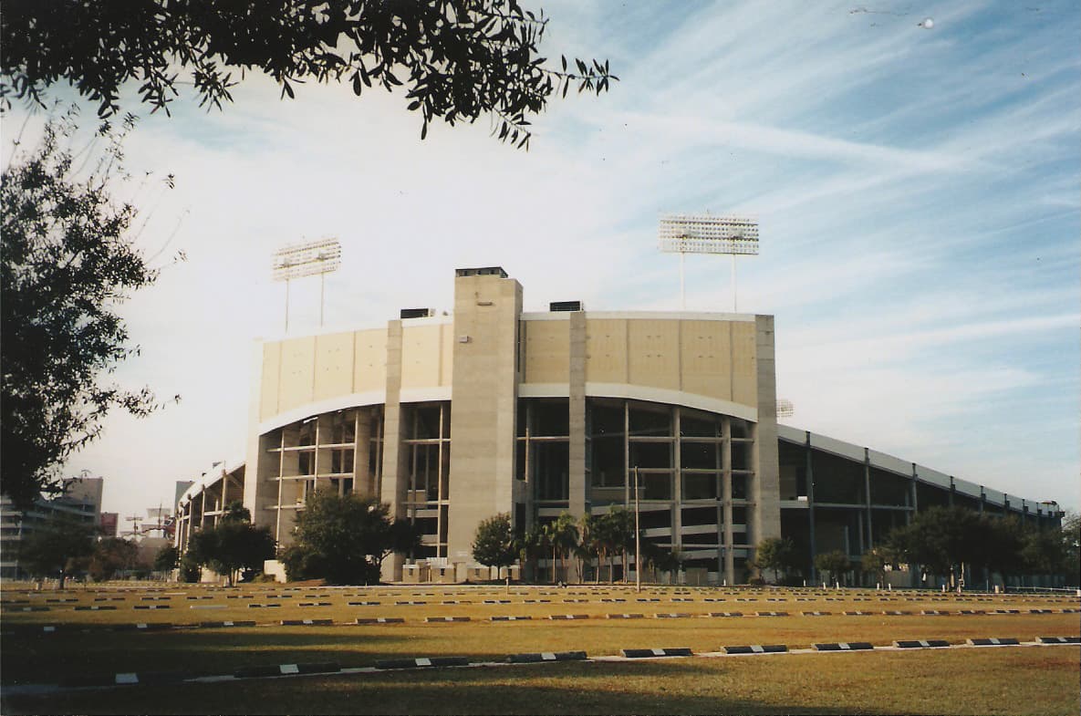 Tampa Stadium, "the Big Sombrero," home of the Buccaneers through the creamsicle era.