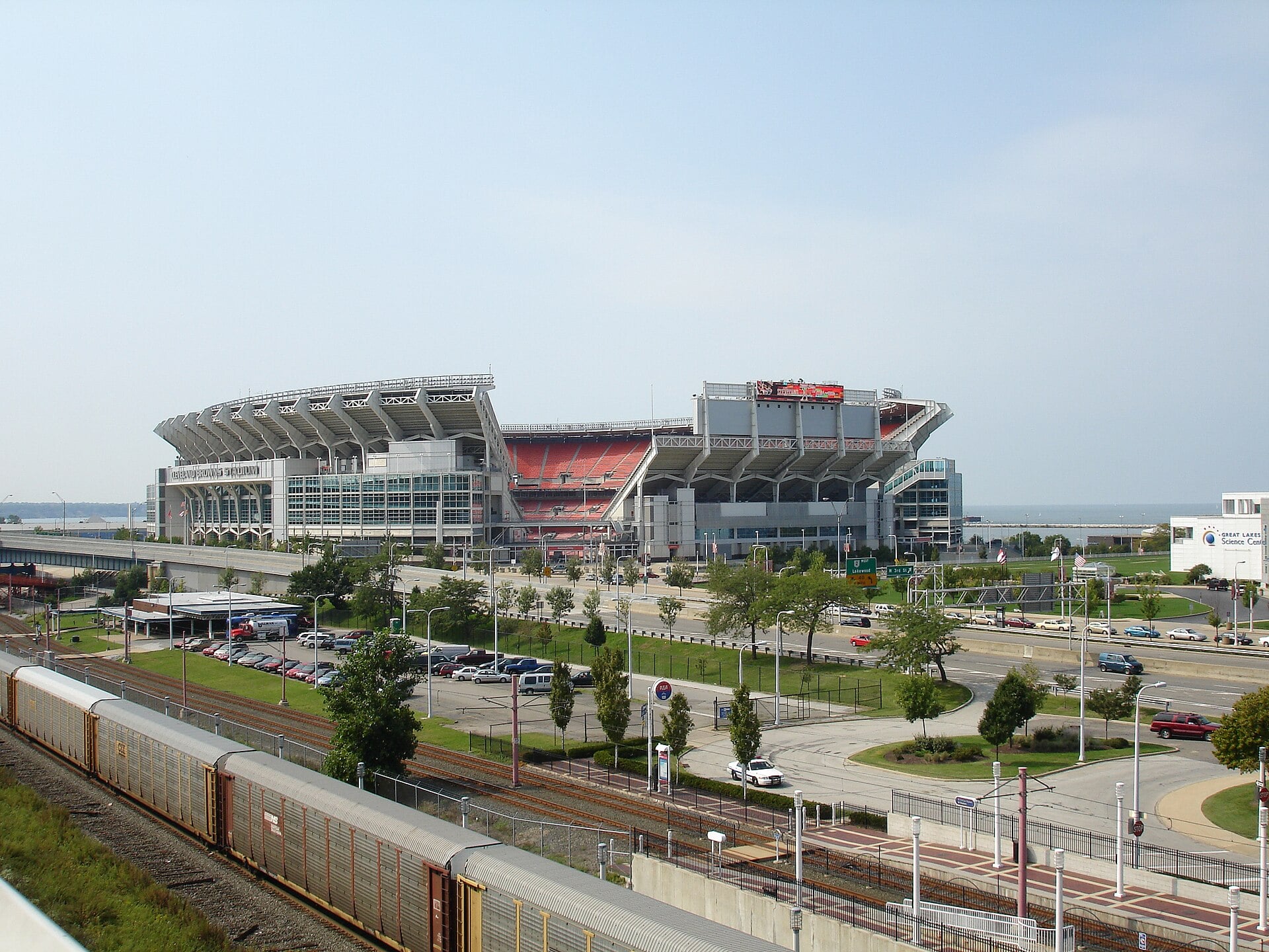 Cleveland Browns Stadium (now Huntington Bank Field), the Browns' home venue, pictured from the stands.